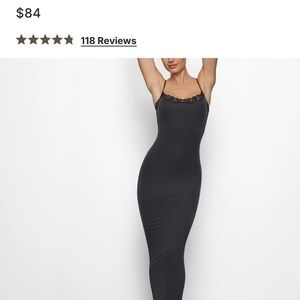 SKIMS - Lace Long Slip Dress (Onyx)